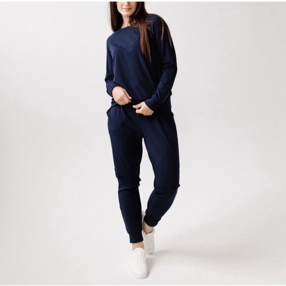 Pants - Cozy Earth Brushed Bamboo Joggers Women’s XL Navy Soft Loungewear Soft Cozy